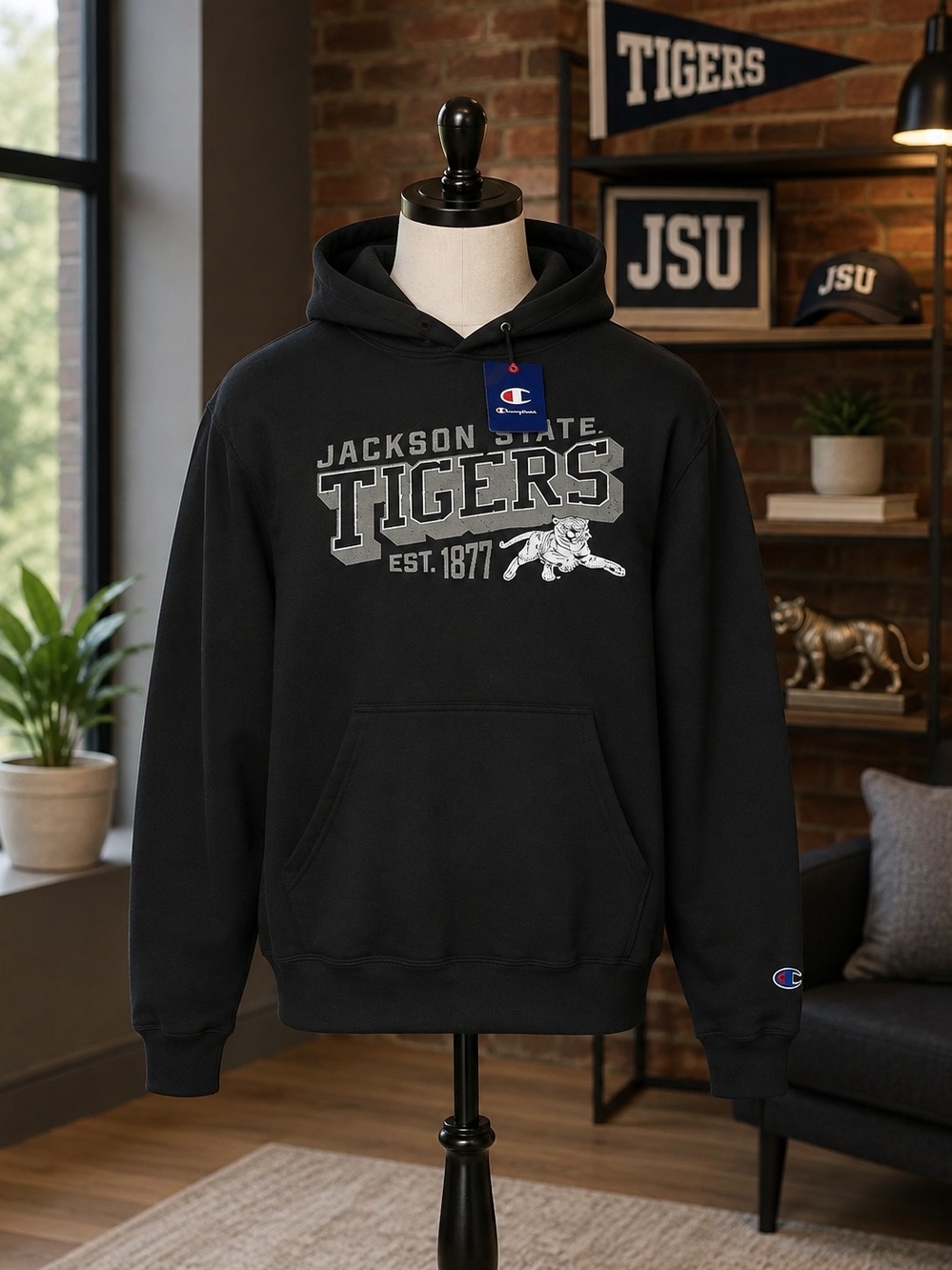 Champion Jackson State Tigers Black Crewneck Sweatshirt
